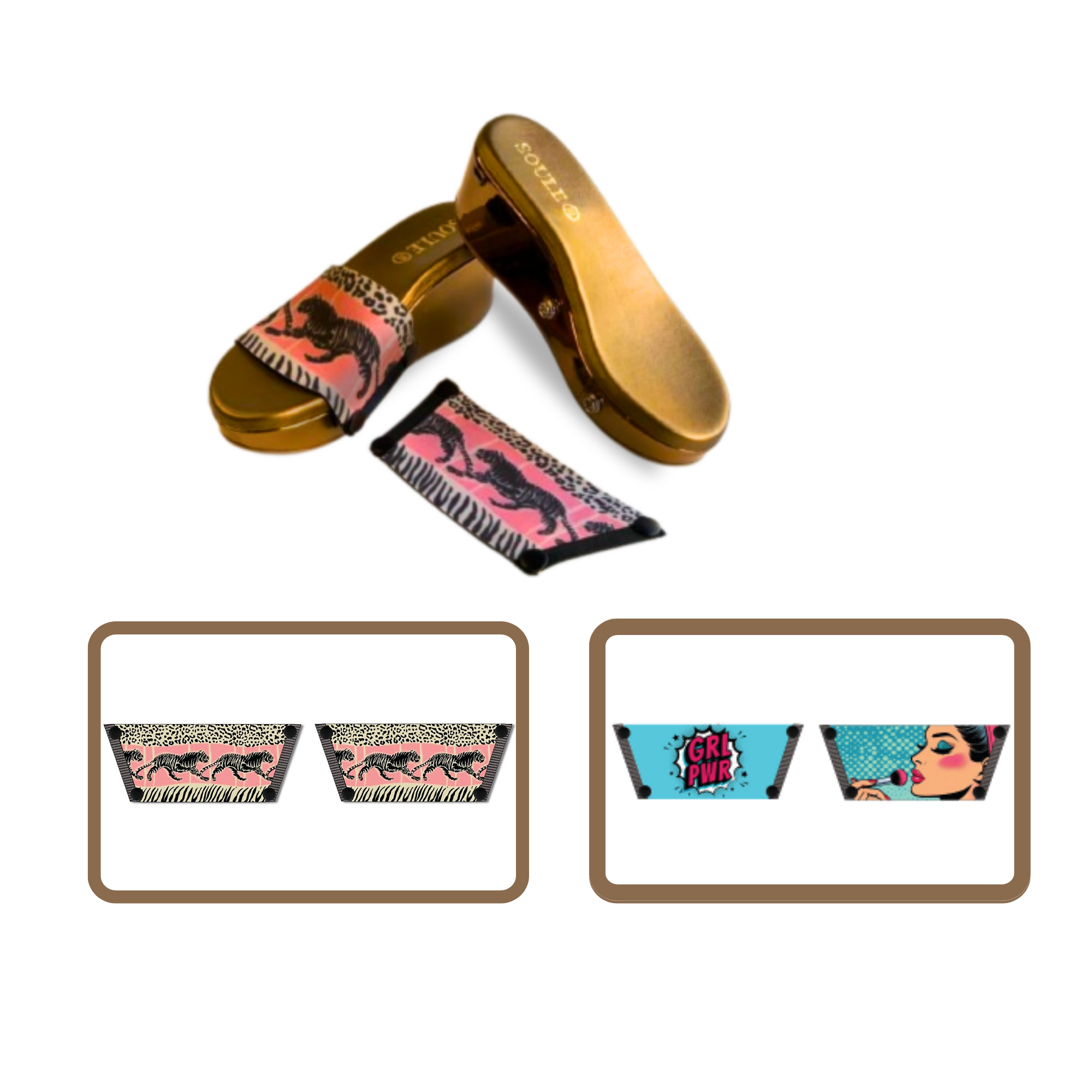 Wild Majesty + Pop Diva 1 sole 2 straps interchangeable sandals combo, UK 3-8 — Soule