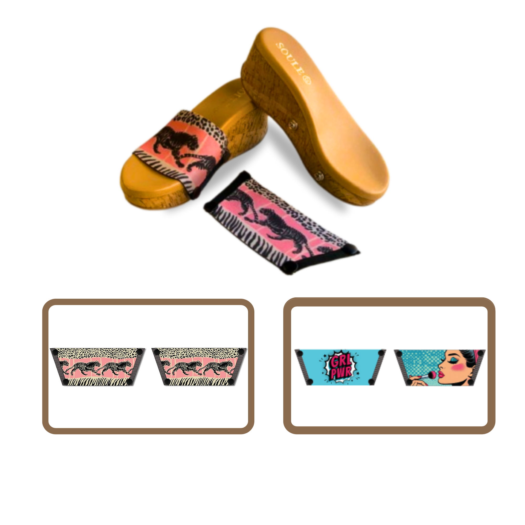 Wild Majesty + Pop Diva 1 sole 2 straps interchangeable sandals combo, UK 3-8 — Soule