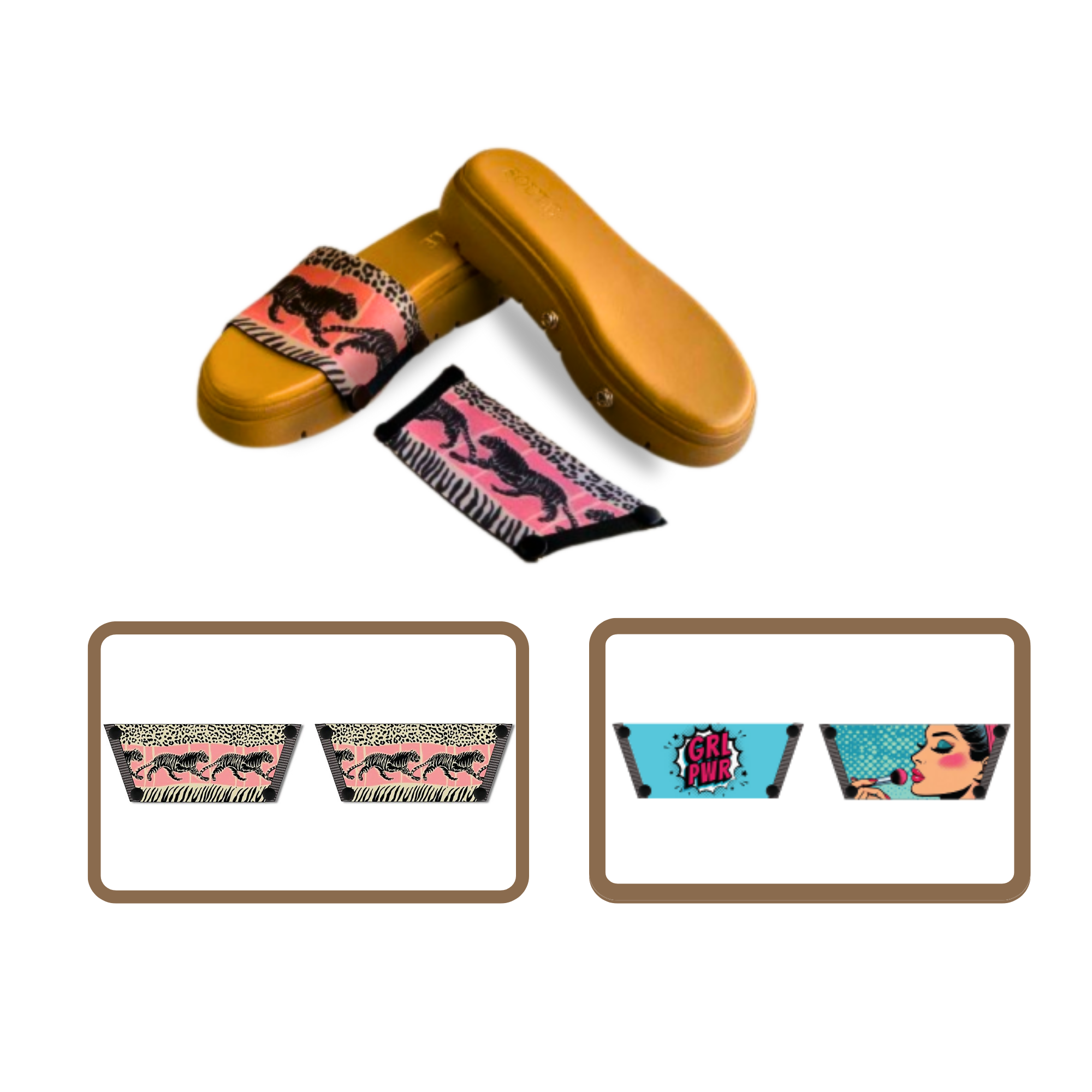 Wild Majesty + Pop Diva 1 sole 2 straps interchangeable sandals combo, UK 3-8 — Soule