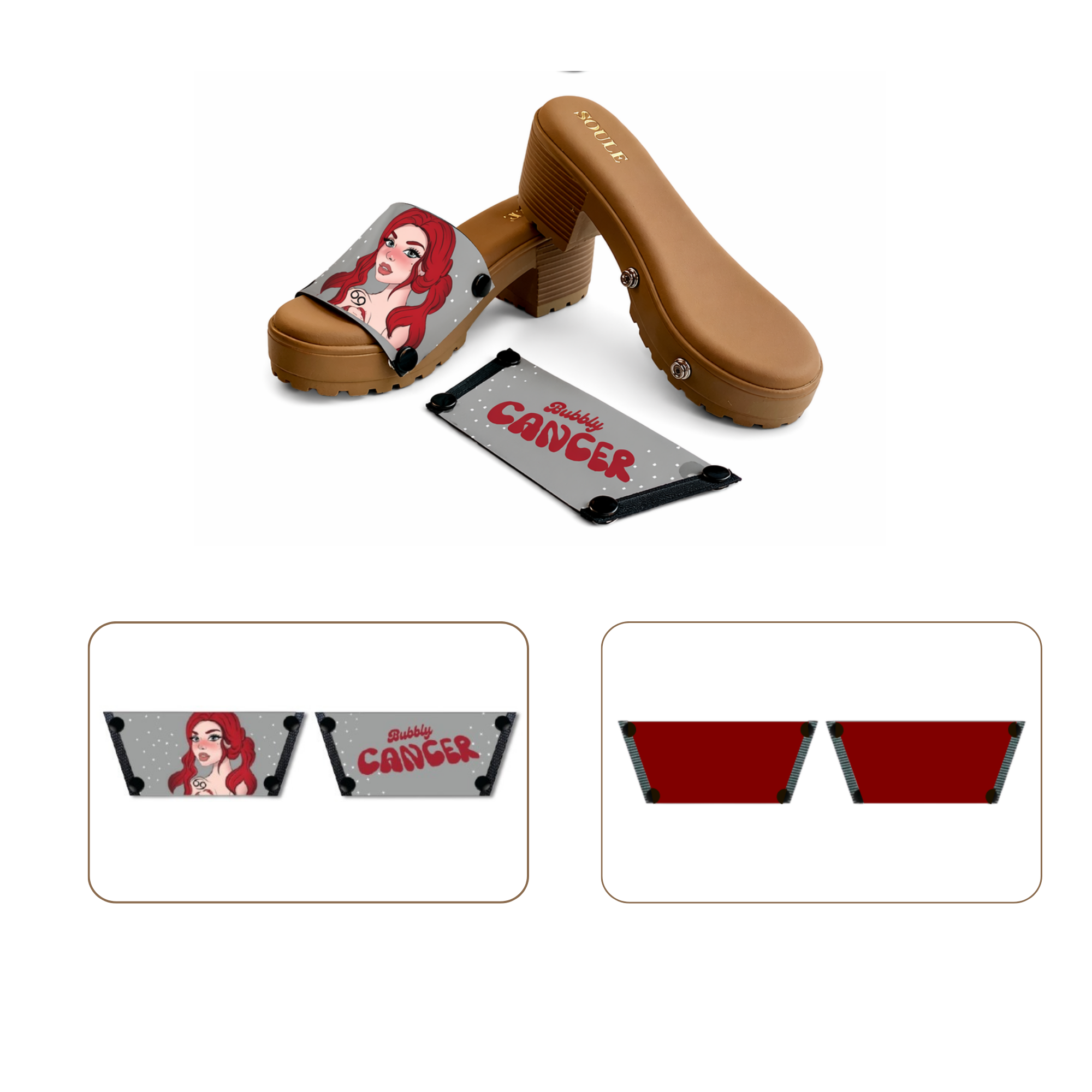 Soule  wedge sandal combo — Bubbly Cancer and Maroon straps with Beige Bliss sole