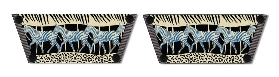 Zebra Luxe snap-on shoe strap set close-up  -  zebra stripes, blue zebra herd by Soule