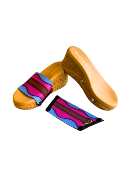 Sand Dune Sole with multicolour striped strap – Soule interchangeable women's sandal, available in UK 3–8