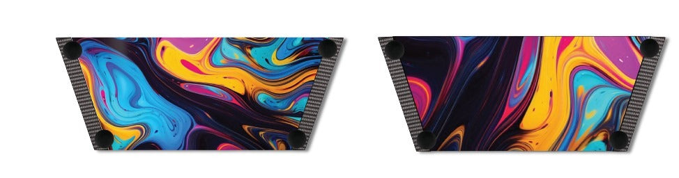  Mesmerising Fluid Art bold electric neon navy yellow cyan purple and pink fluid art interchangeable strap by Soule Footwear — left and right view