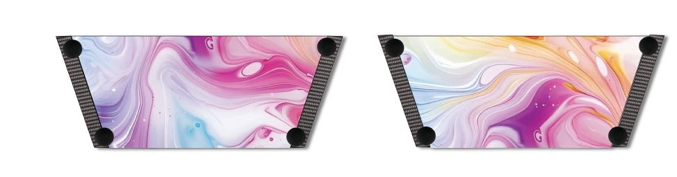 Enchanting Fluid dreamy pastel pink lavender peach and white fluid art interchangeable strap by Soule Footwear — left and right view
