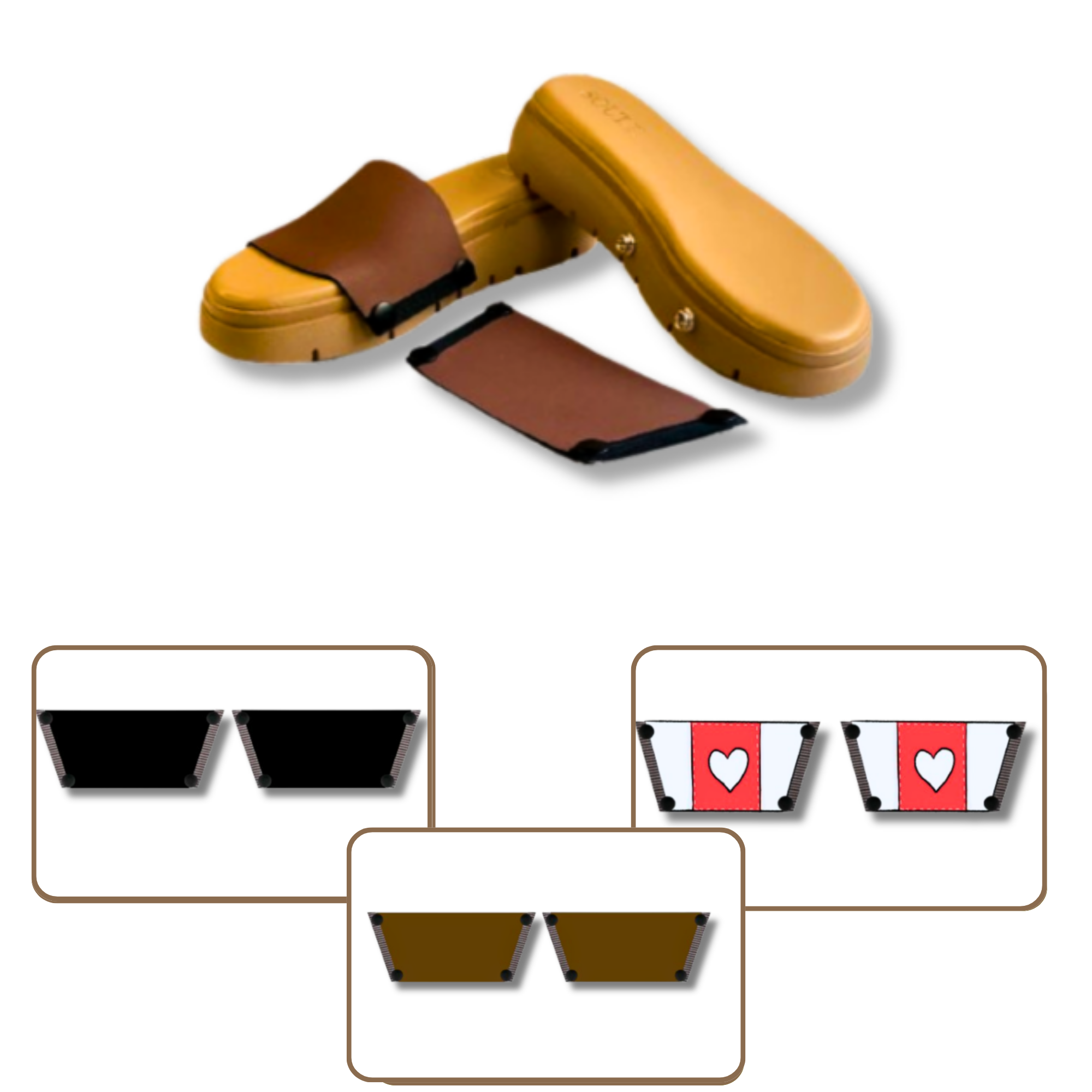 Soule Tia wedge sandal shown with mocha strap combination — Love Pop + Midnight Black + Mocha Essence combo