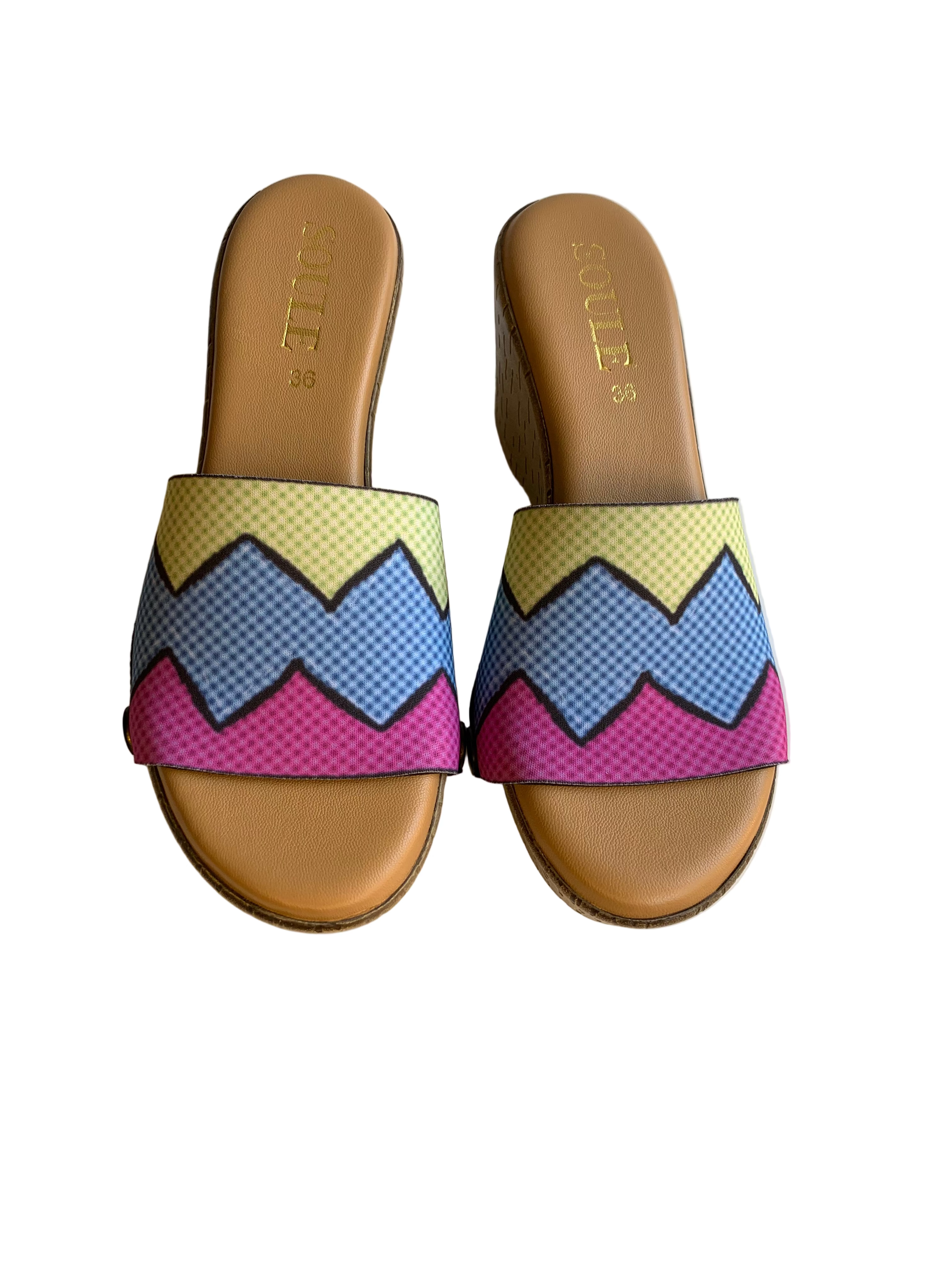 Retro Vibrance + Lush Leaf 1 sole 2 straps interchangeable sandals combo, UK 3-8 — Soule