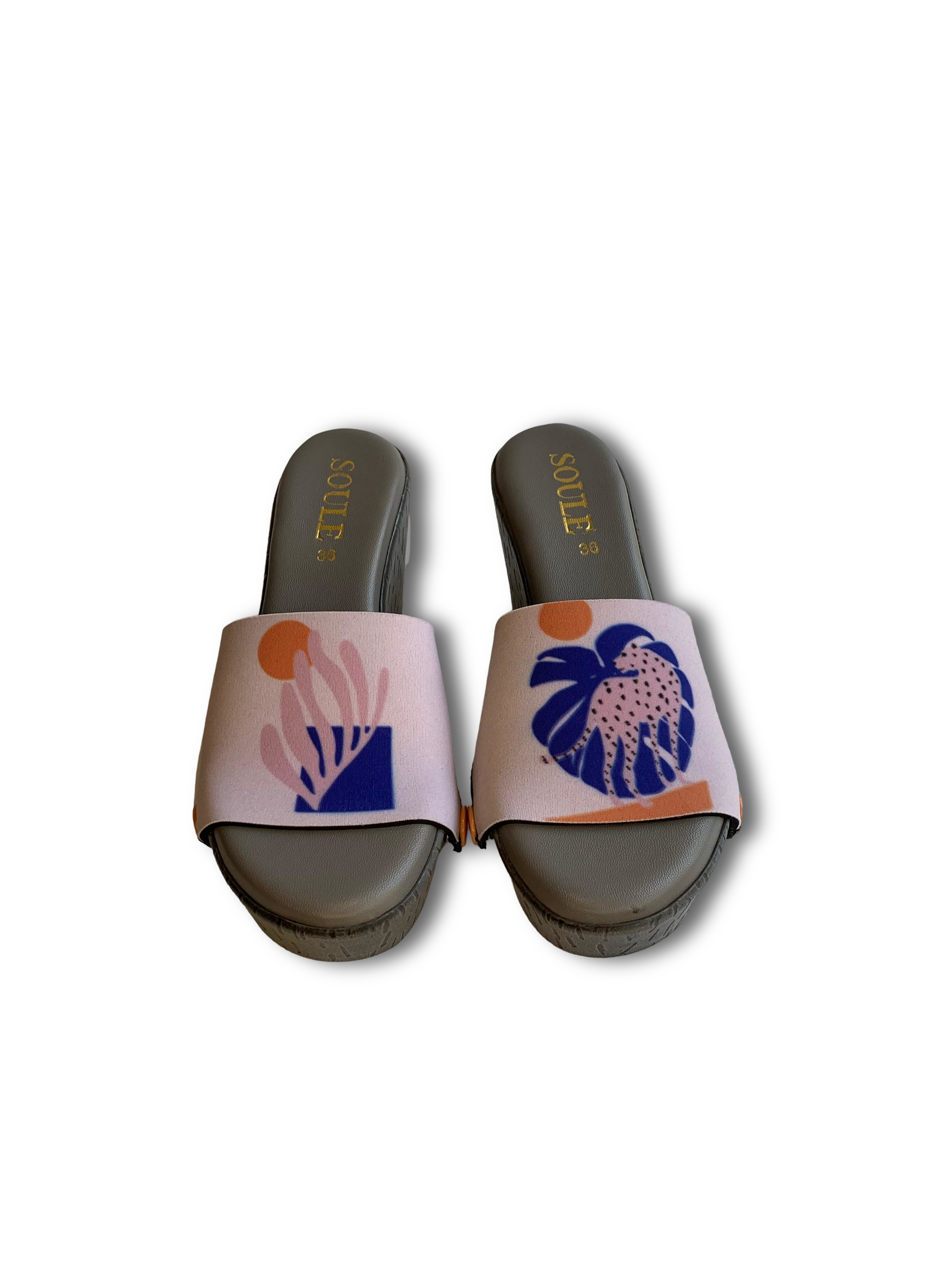 Retro Vibrance + Lush Leaf 1 sole 2 straps interchangeable sandals combo, UK 3-8 — Soule