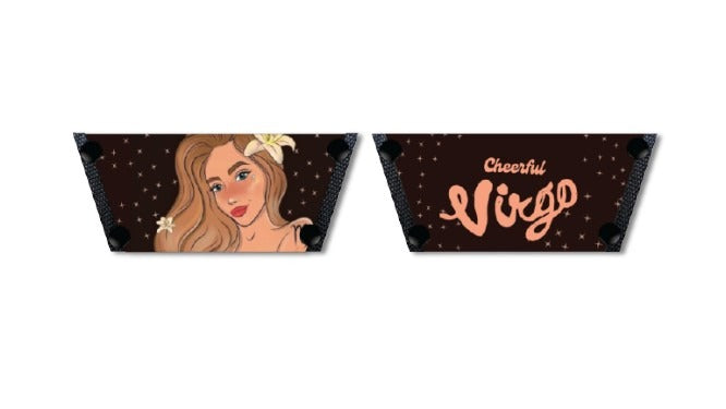 Interchangeable strap for Soule footwear featuring a Virgo sun sign with floral accents with celestial motifs by soule footwear