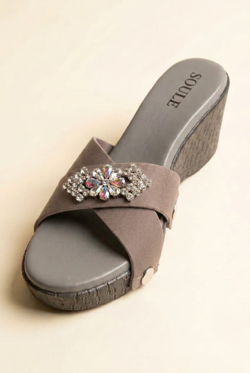 Mocha Embellished Crisscross Sandals – 1-Strap Combo
