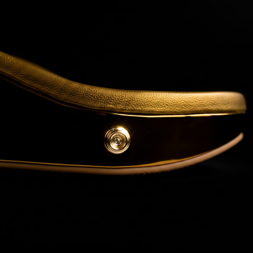 Gold sole button close-up