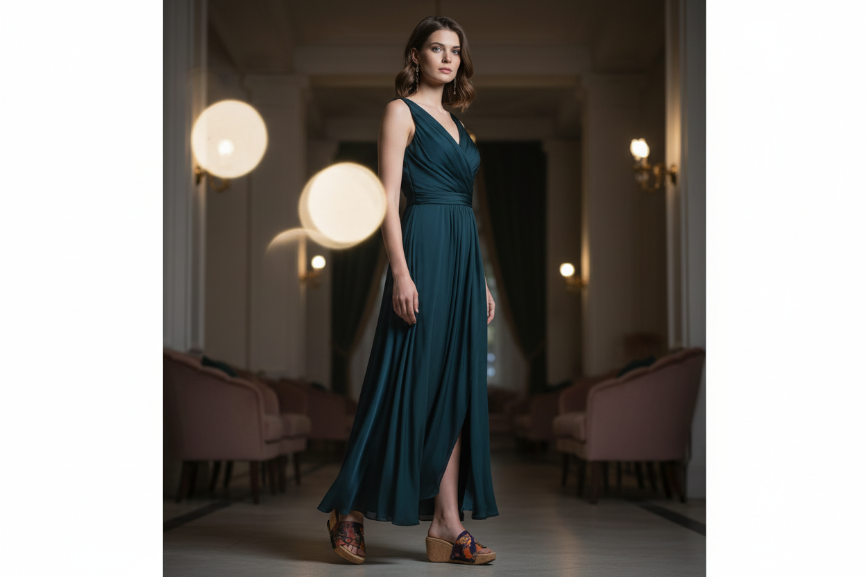 Long shot evening wear