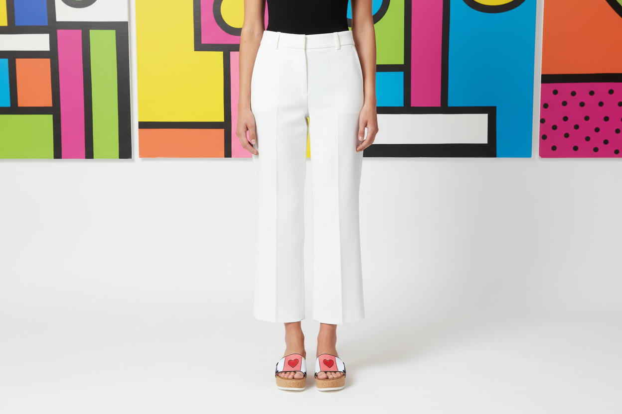 Heartbeat interchangeable sandal pair in playful pop art editorial studio by Soule