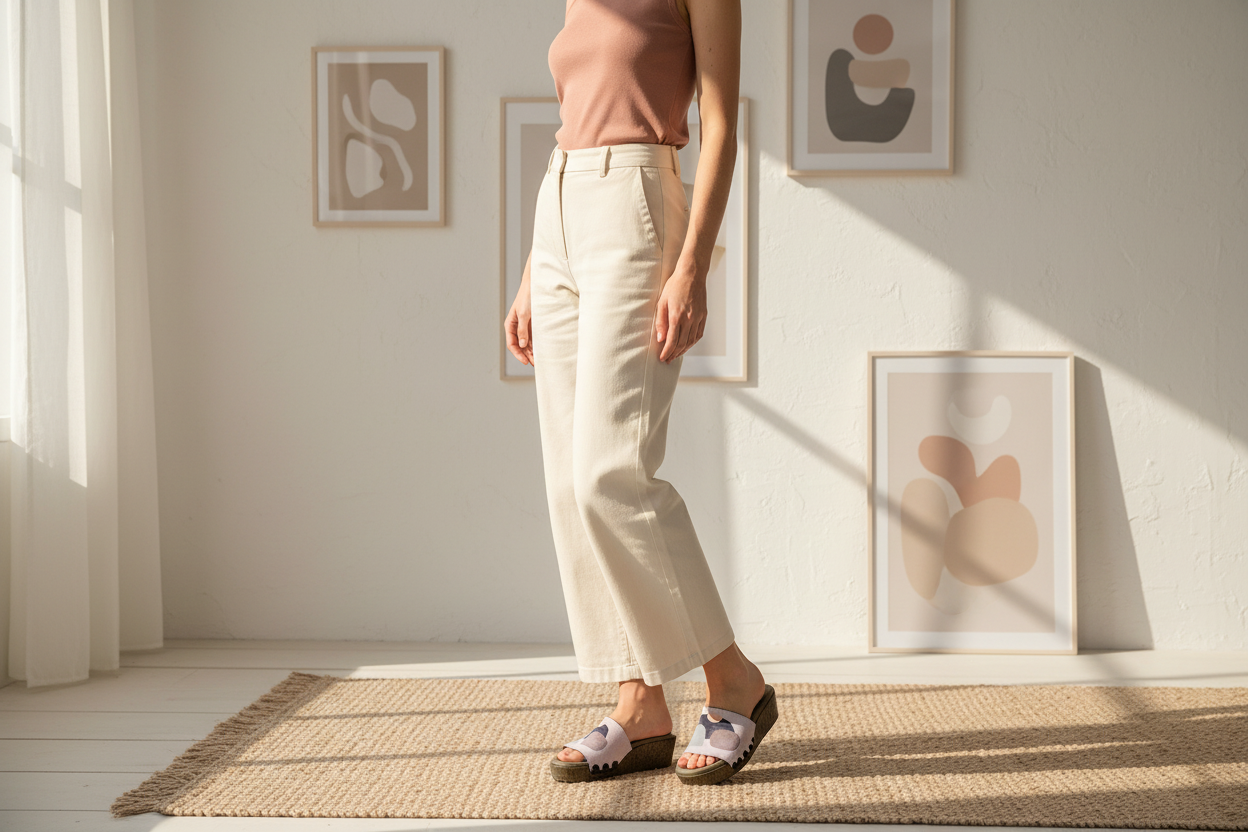 Minimalist Elegance interchangeable sandal in soft Scandinavian minimalist interior by Soule