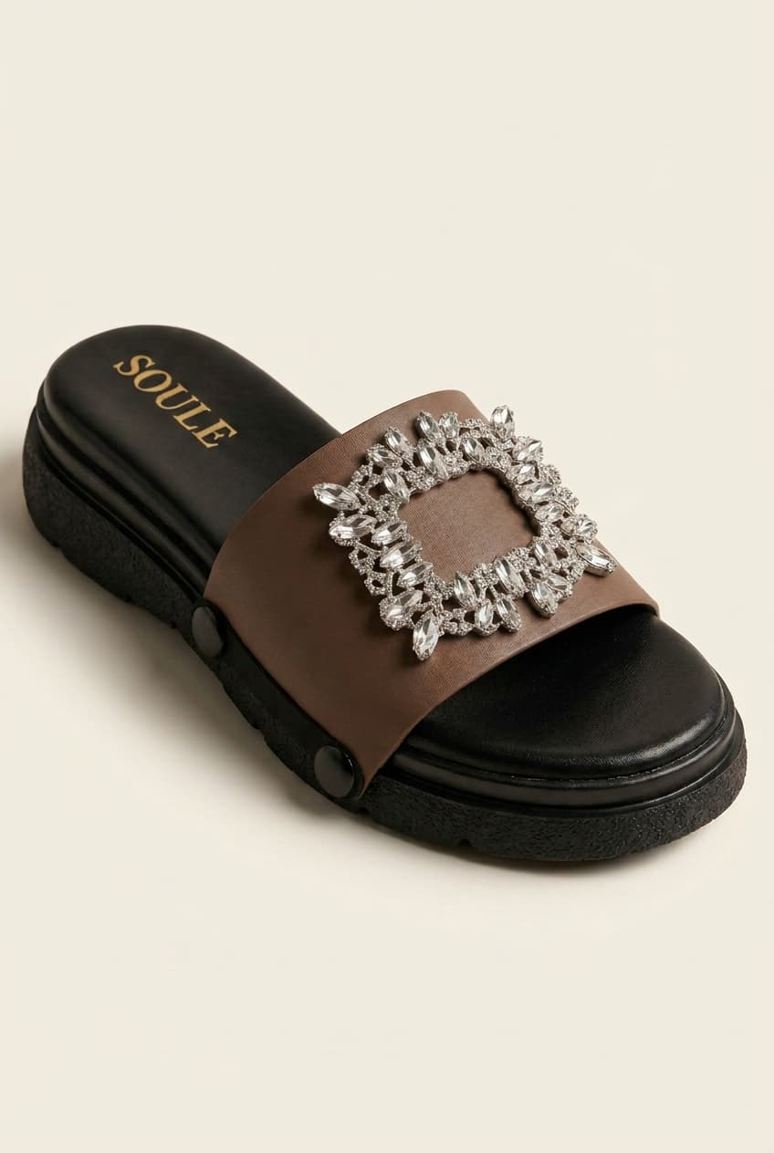 Mocha Embellished Sandals – 1-Strap Combo