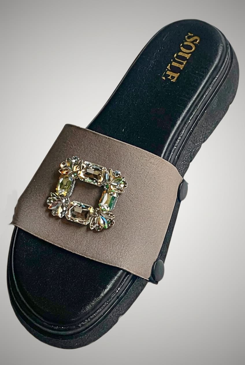 Mocha Embellished Sandals – 1-Strap Combo