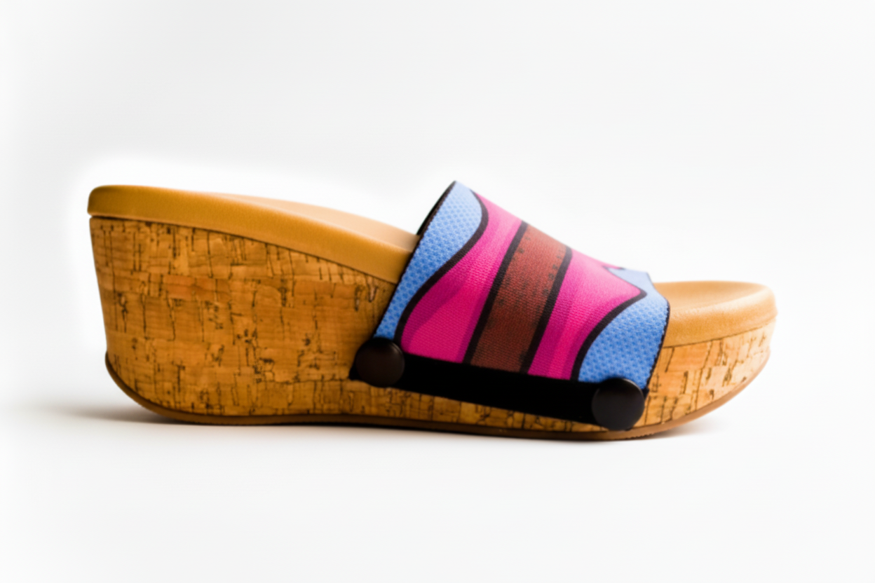 Side view Sand Dune Sole with multicolour striped strap – Soule interchangeable women's sandal, available in UK 3–8