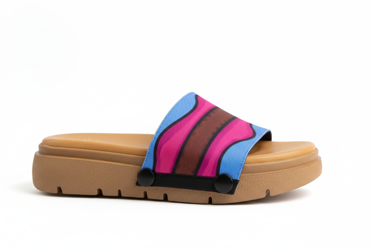 Side view with white background and striped strap